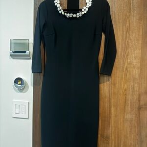 Chiara Boni Black Dress with White Beaded Neckline